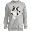Black & White Reaching Cat Youth Crewneck Sweatshirt