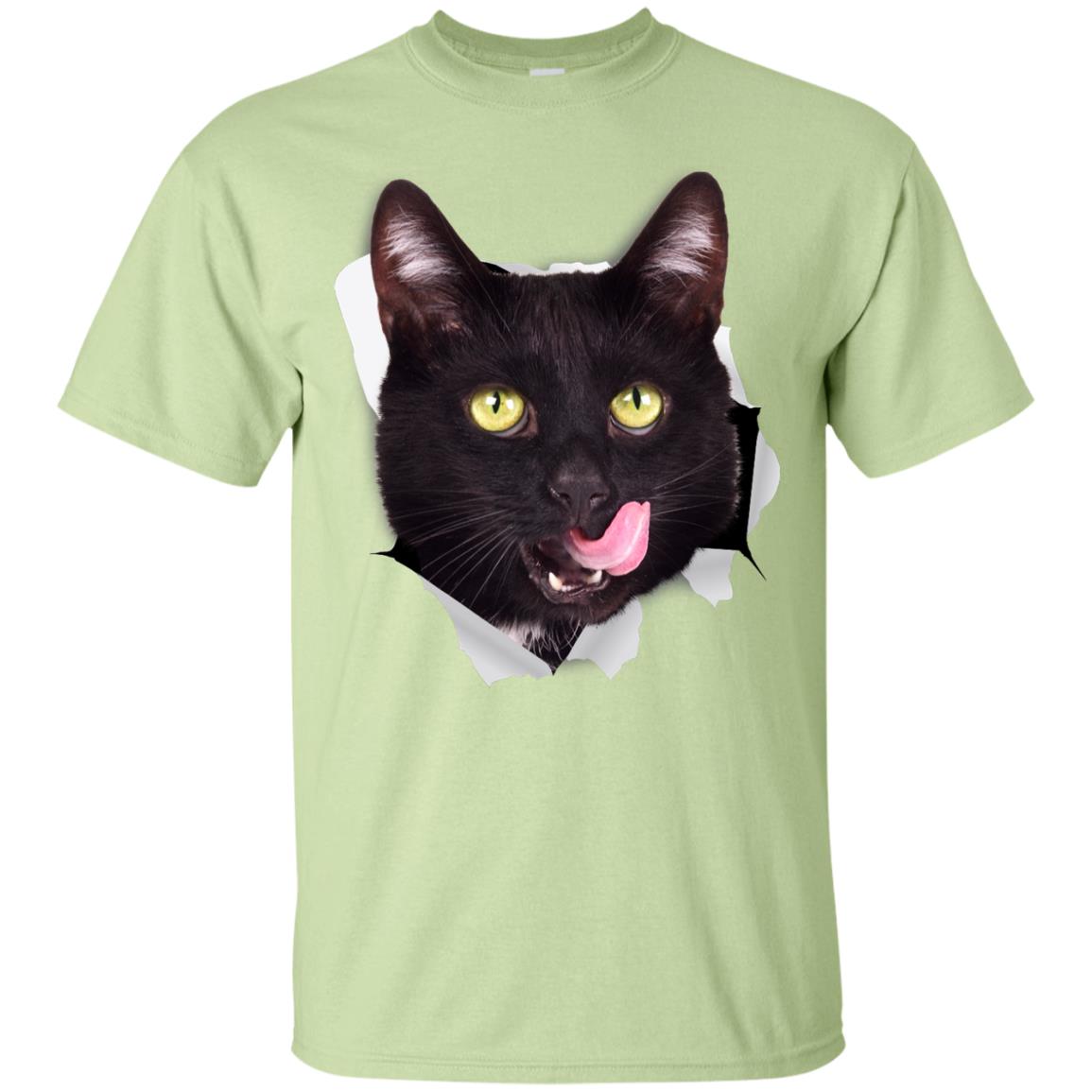 cat licking shirt