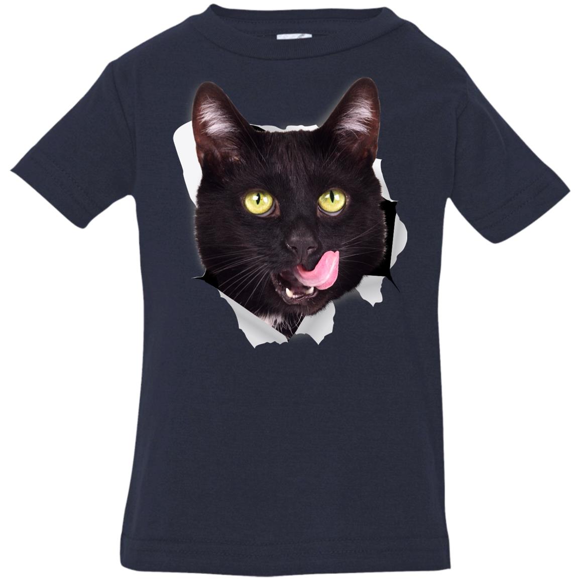 cat licking shirt